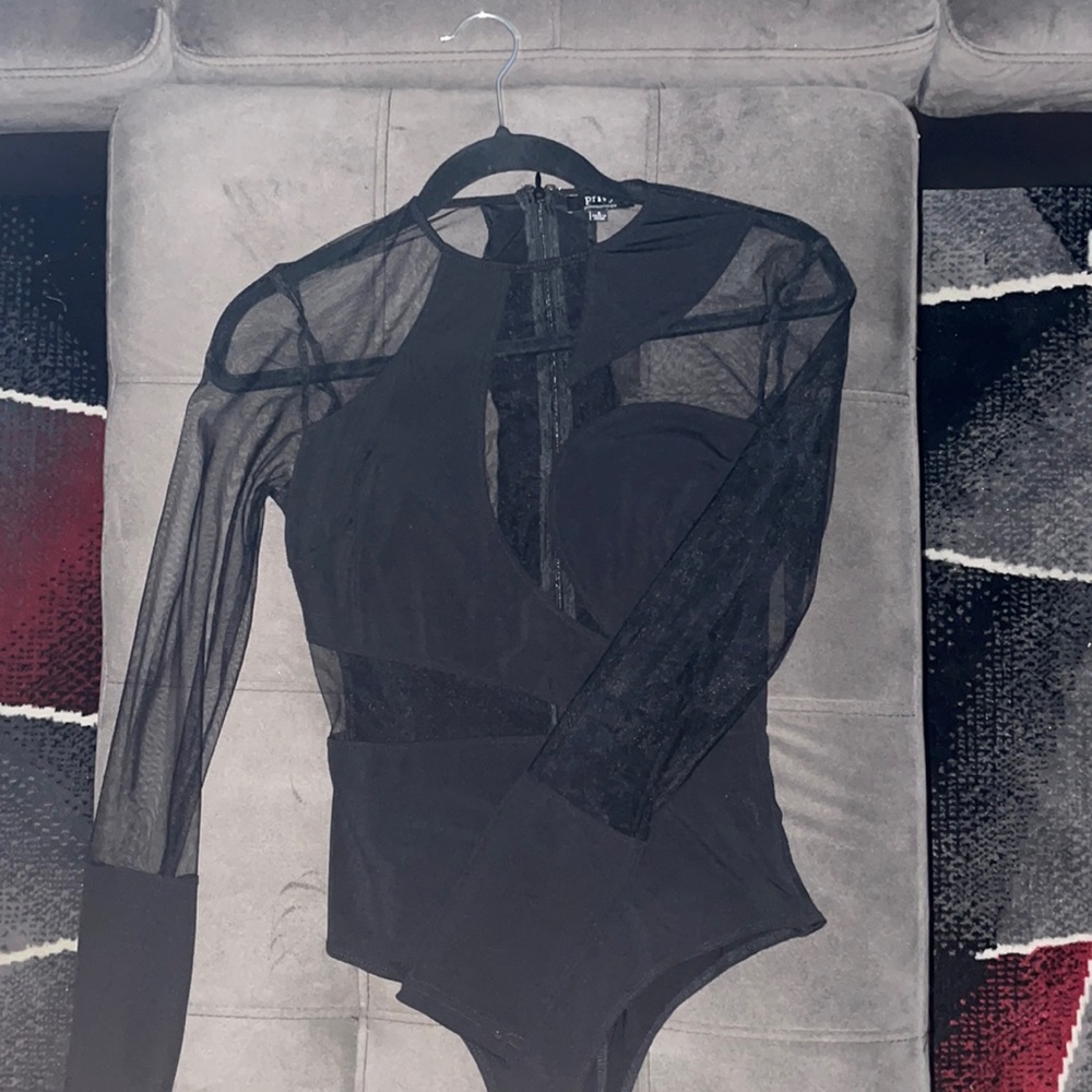 Cutout body suit with mesh